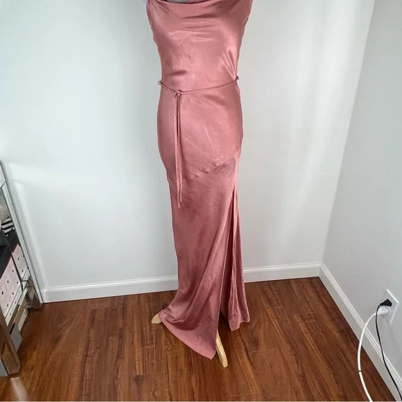 Shona Joy LA LUNE BIAS COWL MIDI DRESS - TERRACOTTA Size 2